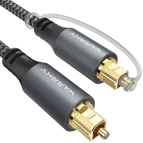 WARRKY Audio Optical Cable, 1.8 m [Nylon Braided, Gold Plated] Toslink Optical Cable for Home Cinema, Soundbar, TV, Samsung, Bose, LG, Sony, Sonos, PS4, Xbox - Image 1