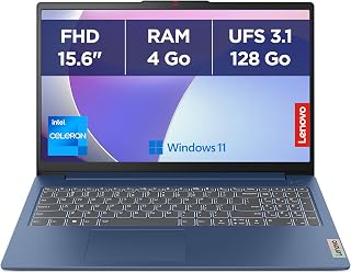 IdeaPad Slim 3 15IAN8 – Laptop 15.6 Inches FHD (Intel Celeron N100, 4GB RAM, UFS 3.1 128GB, Intel UHD Graphics, Windows 11 Home in Mode S) French AZERTY Keyboard – Blue - Image 1