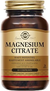 Solgar Magnésium Citrate - Sommeil et Fatigue - Vitalité et énergie - Hautement Assimilable - Minéral - Complément Alimentaire - Flacon de 60 comprimés - Image 1
