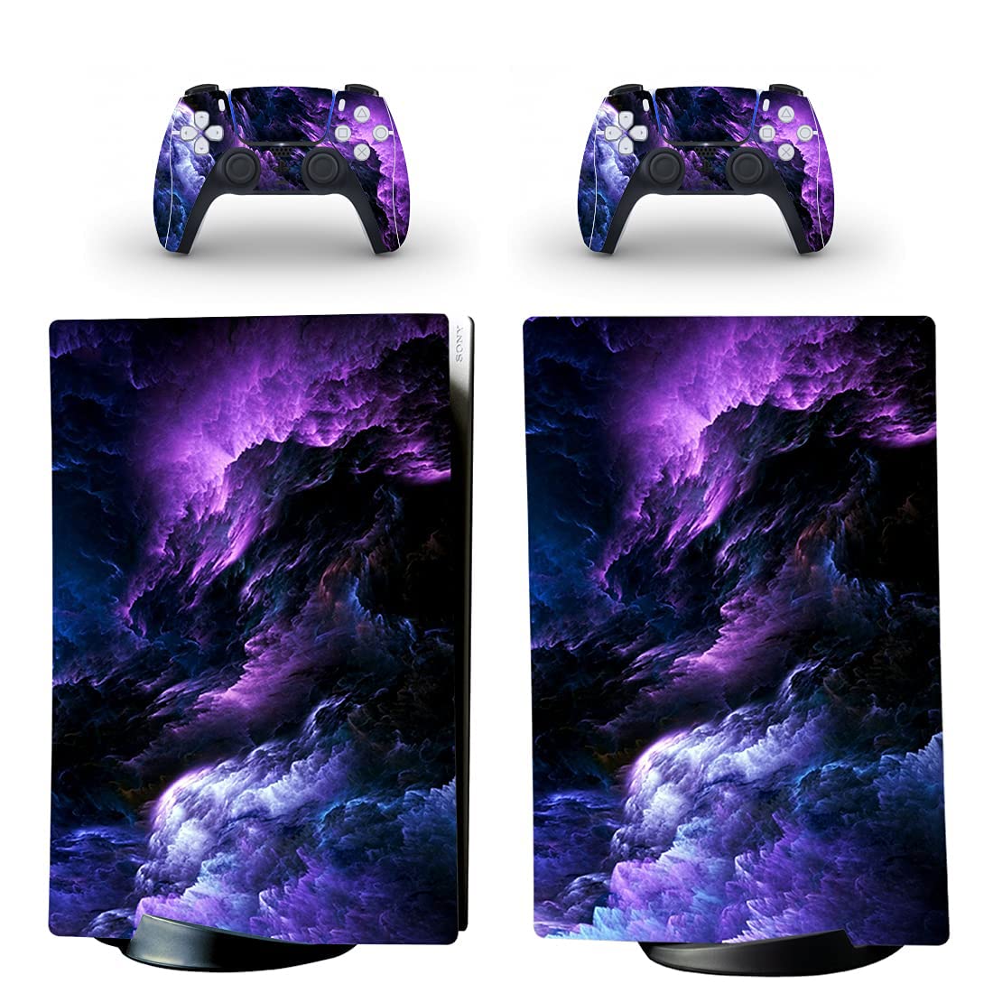 PS5 Skin Sticker/Sticker for Sony PS5 Console and 2 Dualshock Controllers – Edition 0684 Digital - Image 1