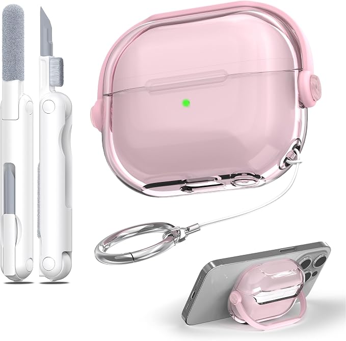 R-Fun For Samsung Galaxy Buds 3 / Galaxy Buds 3 Pro, Shockproof Protective Headphone Case with Secure Lock & Cleaning Kit, Pink - Image 1