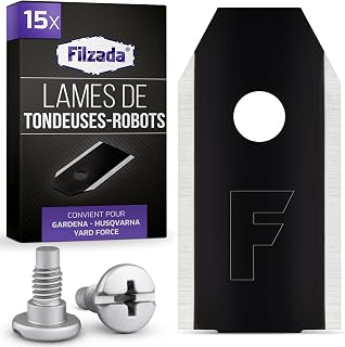 Filzada® 15x Titanium Black Lames pour Tous Les Husqvarna Automower - 15 vis incluses - Lames de tondeuses-Robots adaptées aux Husqvarna 305, 308, 310, 315, 320, 420, et Bien d'autres. - Image 1