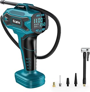 Ecarke Compresseur d'Air Portable pour Batterie Makita 18V Li-Ion, Max. 11 bar, Pompe à Air Portable avec Manomètre Digital, Compresseur pour Voiture, Moto, Vélo, Ballons de Sport - Sans Batterie - Image 1