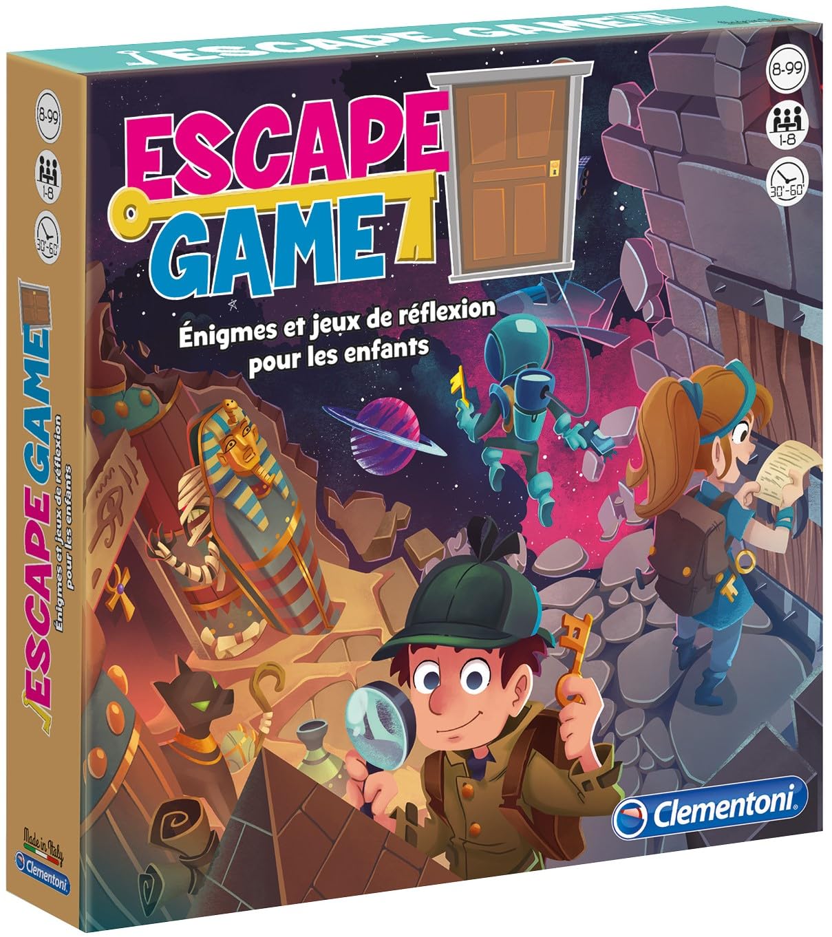 Clementoni | Escape Game Child 8+ | Cooperative Educational Board Game | 3 Theme Adventures: Pharaoh's Pyramid, Cursed Castle, Space | Logic Activity | Gift Idea - Image 1