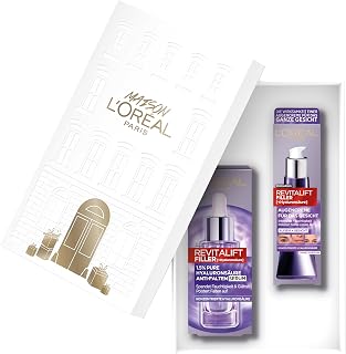 L'Oréal Paris Revitalift Filler Kit de soin du visage avec 1,5% d'acide hyaluronique pur et vitamine C (30 ml), crème contour des yeux anti-âge à l'acide hyaluronique (30 ml), vitamine CG & E - Image 1