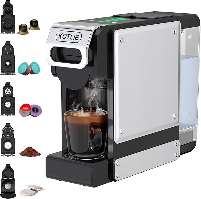 Capsule Coffee Machine, 5-in-1 Multi-Capsule Coffee Machine, for Nespresso Original/for Dolce Gusto/for A MODO MIO/ESE (44mm) and Ground Coffee, Seven Step Water Flow Adjustment (ST-550) - Image 1