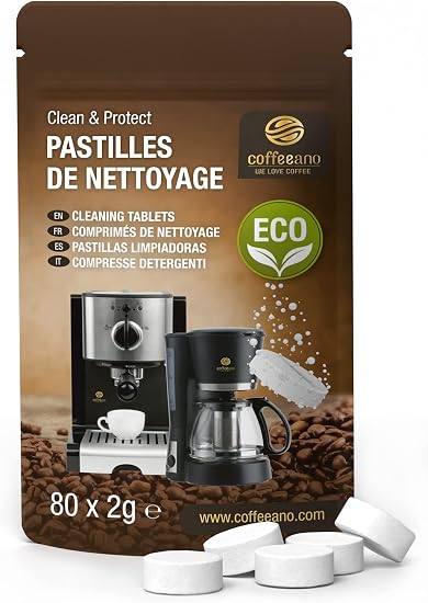 80 Cleaning Tablets for Jura, Krups, Melitta, Delonghi, Siemens, Philips, Bosch, Tassimo, Nespresso, Sage, Senseo Automatic Coffee Machines and Coffee Makers - Coffeeano Cleaner - Image 1