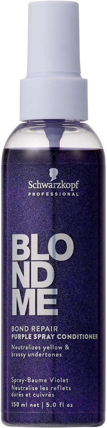 Schwarzkopf Professional BLONDME Bond Repair Purple Spray Conditioner No Rinse Neutralize Under Yellow Tones Bleached Bleached Bleached Detangling And Nourishing 150ml - Image 1