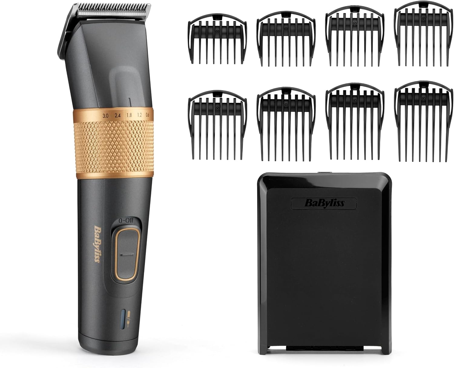 BaByliss - E987E - Tondeuse cheveux Graphite Precision - Lame en graphite ultra-durable - Utilisation avec ou sans fil - 26 hauteurs de coupe et 8 sabots cheveux - Rapidité et efficacité de coupe. - Image 1