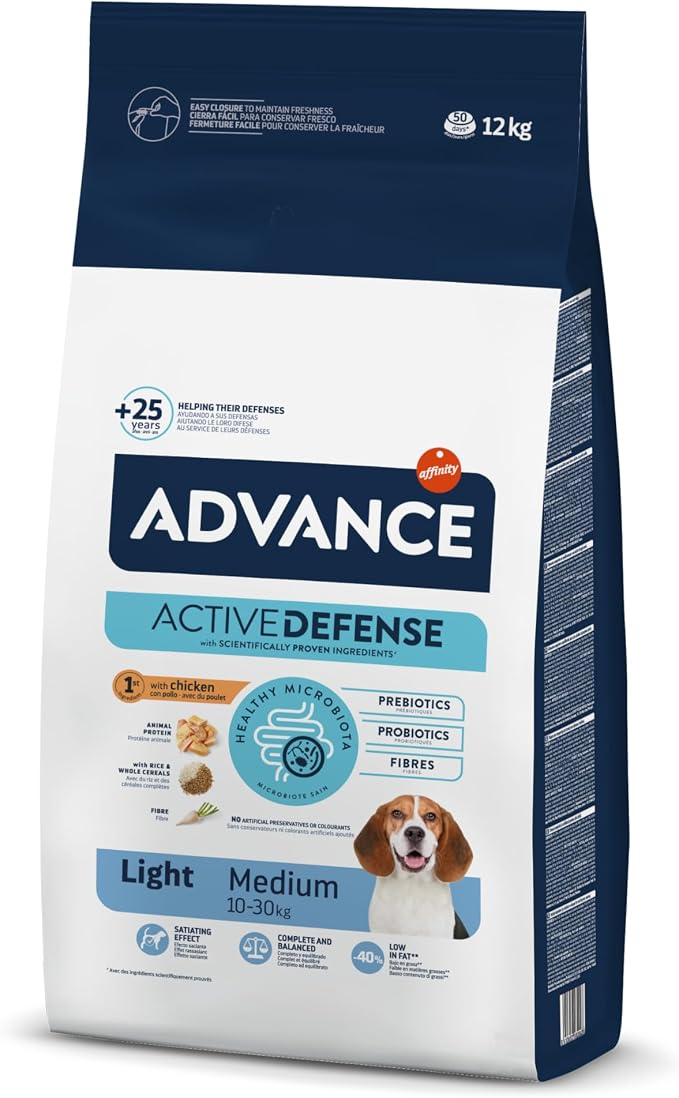 Advance Medium Adult Light Medium Breed Low-Fat Dry for Adult Dogs with Chicken – 12 kg - Image 1