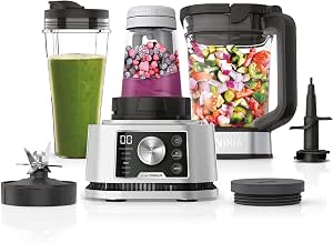 Ninja Foodi Power Nutri Blender 3-in-1 Blender for Smoothie Bowls, Thick Spreads and Iced Drinks, Automatic Programs, 2.1 L, 700 ml and 400 ml, 1200 W, Silver CB350EU - Image 1