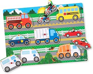 Melissa & Doug Wooden Toys - Puzzles with Pegboards for Vehicles, Learning Toys for 2 Year Old Girls Boys Wooden Puzzles for Toddlers and Kids 2 3 4 Year Old, - Image 1