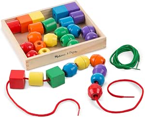 Melissa & Doug - Shape Game with Laces 30 Beads - Montessori Game - Children's Manual Activity - Wooden Toy - Activity, Development and Learning Toy - Child Gift 3+ - Image 1