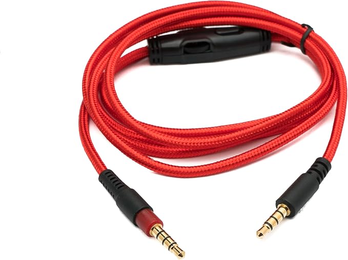 System-S Replacement Audio Cable 150cm AUX 3.5mm Jack Braided Red for Hyperx Cloud Mix Alpha - Image 1