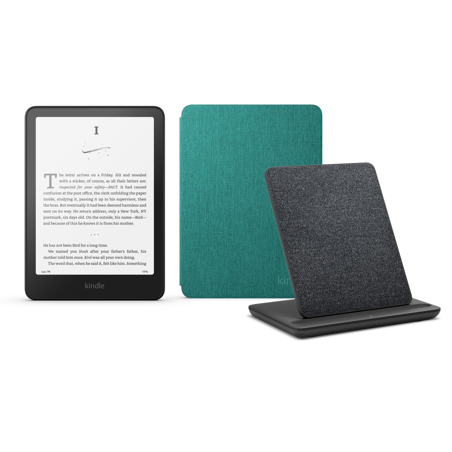 Kindle Paperwhite Signature Edition (version 2024) 32 GB sans publicité, une couverture en tissu Amazon et une station de chargement sans fil conçue pour Amazon - Image 1