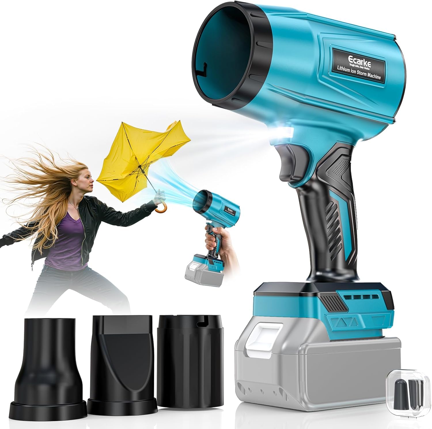Ecarke Cordless Blower Compatible with Makita 18V Batteries, Brushless Motor 80.000 RPM, Air Speed 60 m/s & 850 g Pressure, Portable Blower for Leaves, Dust & Snow (without Battery) - Image 1