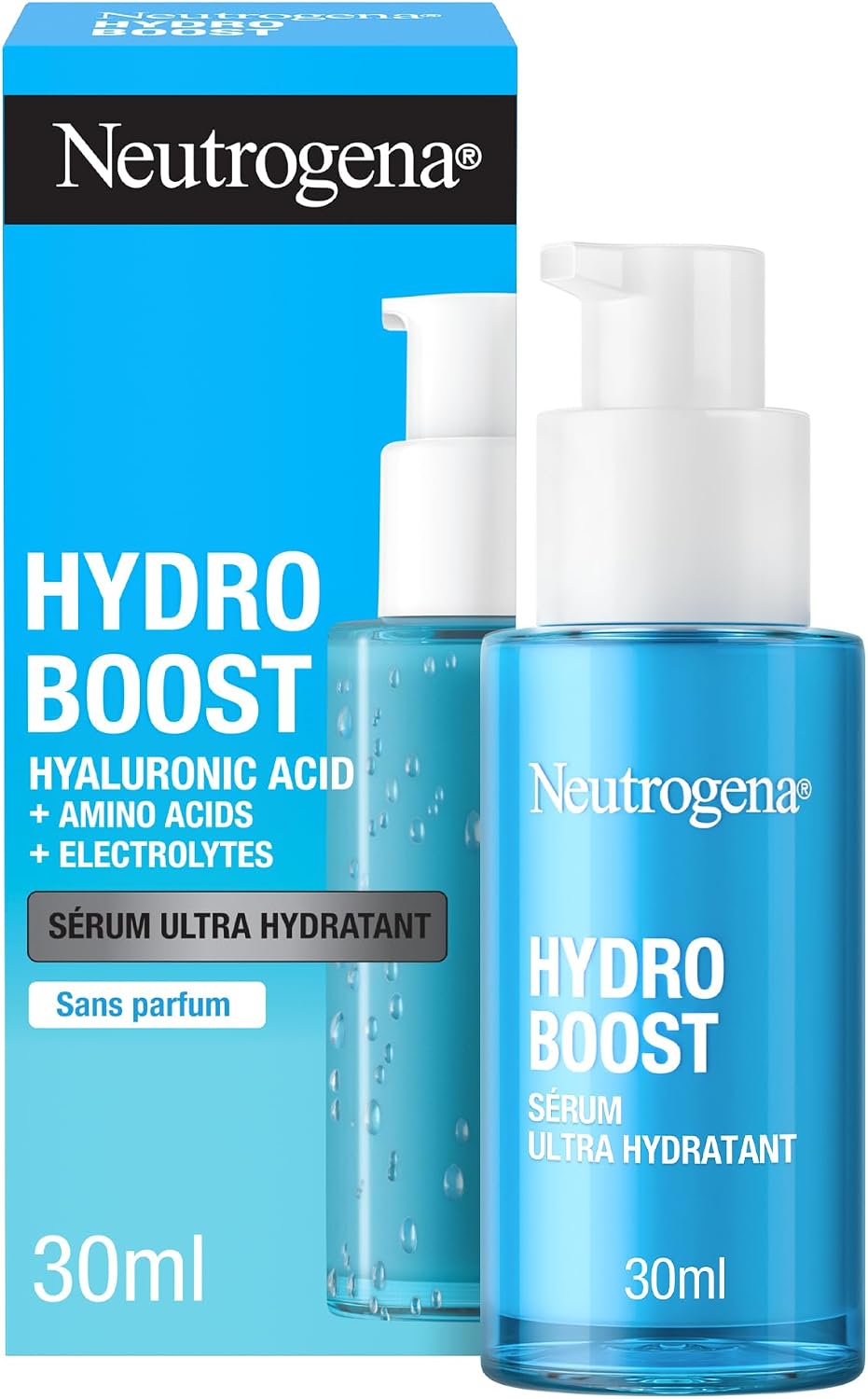 Neutrogena – Sérum Ultra Hydratant Hydro Boost (flacon-pompe de 30 ml) – Soin pour le visage à l'acide hyaluronique, acides aminés et électrolytes – Sérum léger à absorption rapide - Image 1