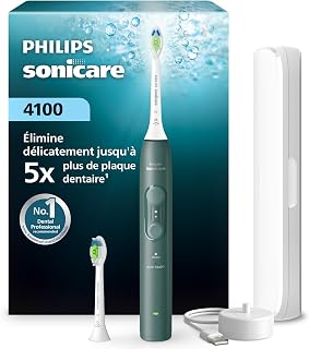 Brosse à dents électrique sonique Philips Sonicare série 4000 – capteur de pression, 4 réglages, EasyStart, SmarTimer, 21 jours d’autonomie, étui de voyage, coloris vert forêt, HX4042/46, [Nouveau] - Image 1