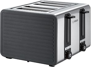 Bosch TAT7S45 Grille-pain à 4 fentes avec arrêt automatique avec fonction décongélation, idéal pour 4 tranches de toast, large fonction lifting, 1800 W, acier inoxydable/gris - Image 1