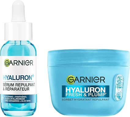 GARNIER - SkinActive - Routine Hyaluron - Fresh & Plump Hydrating Sorbet Cream (85 ml) + Hyaluronic Plumping & Repairing Gel Serum (30 ml) - Bouncer Skin - All Skin Types - Image 1