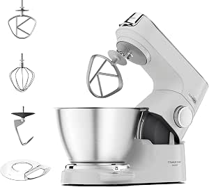 Kenwood Titanium Chef Baker KVC65.001WH, Pastry Robot with Integrated Scales, Including 3-Piece Pastry Set, Spatula & Splash Protection, 1200 W, White - Image 1