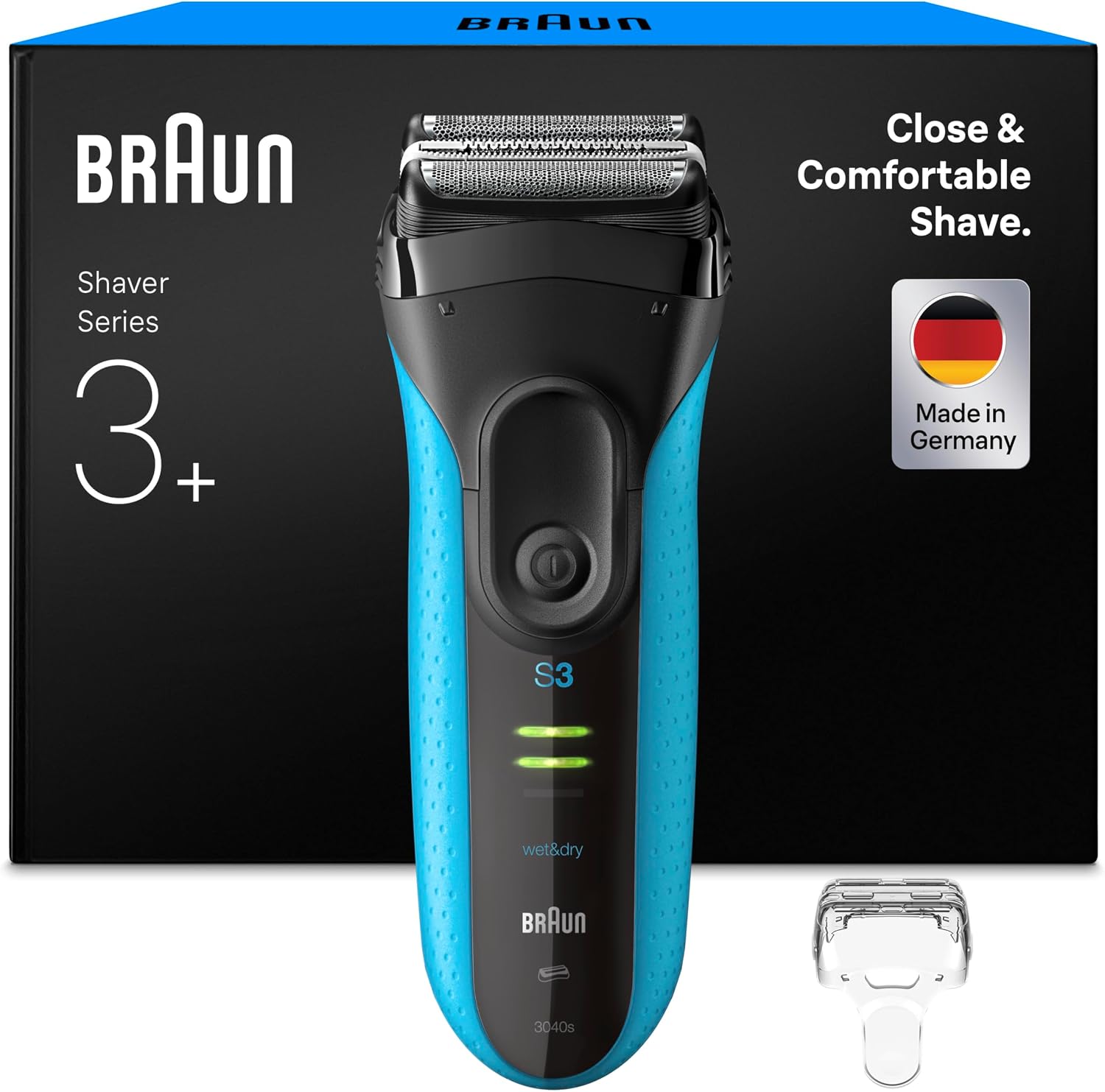Braun Rasoir Electrique Homme Series 3 ProSkin 3040s Noir-Bleu, Avec Tondeuse De Précision Pour Sculpter Les Moustaches Et Micro-Peigne Pour Rasage Efficace, Même A Raser Les Barbes De 3 Jours - Image 1
