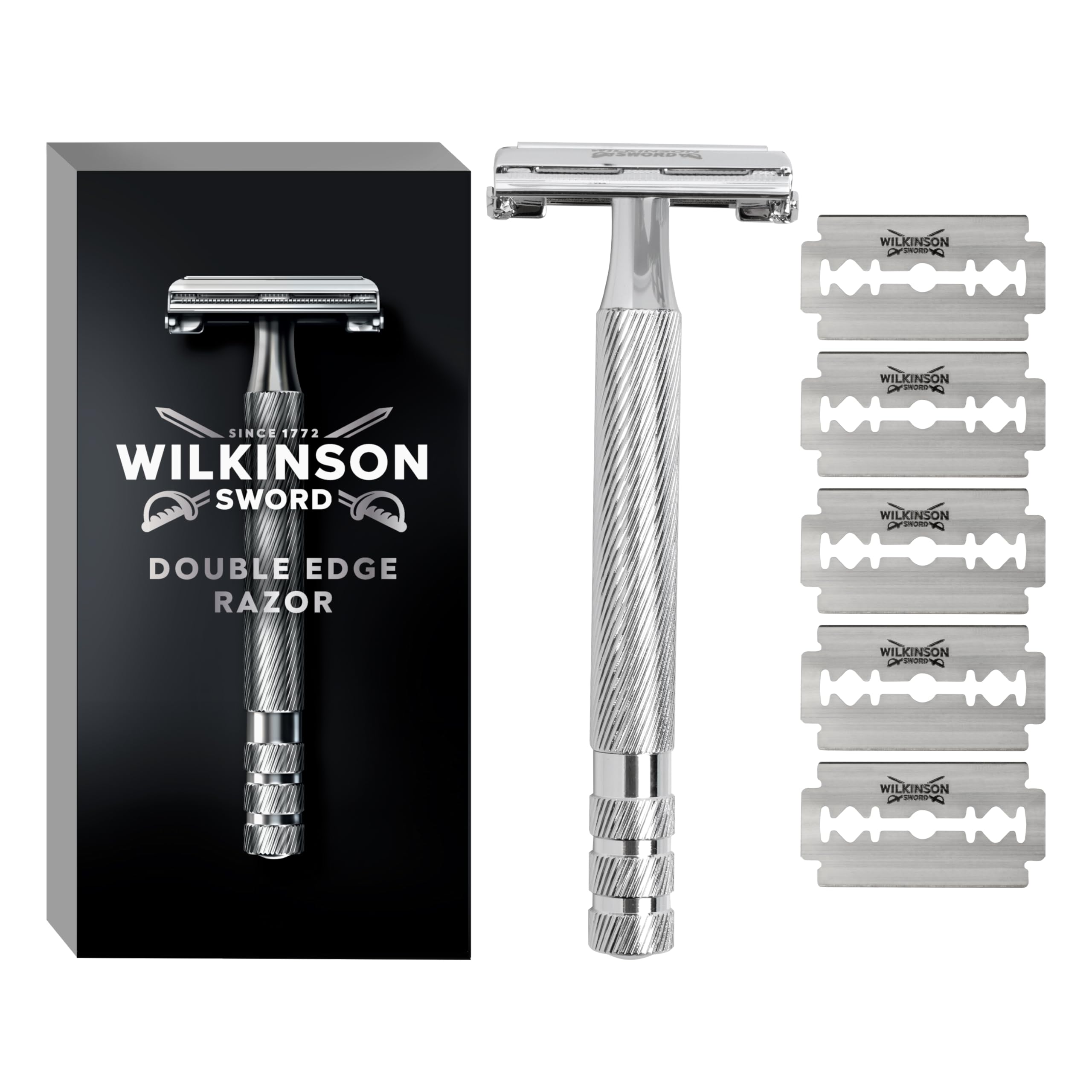 Wilkinson Sword - The Edger Barber's Style - Men's Razor - Safety Razor + 5 Double Edged Blades - Image 1