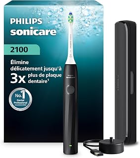 Brosse à dents électrique sonique Philips Sonicare série 2000 – 2 niveaux d’intensité, EasyStart, SmarTimer, 14 jours d’autonomie, étui de voyage, coloris noir, modèle HX4023/02, [Nouveau] - Image 1