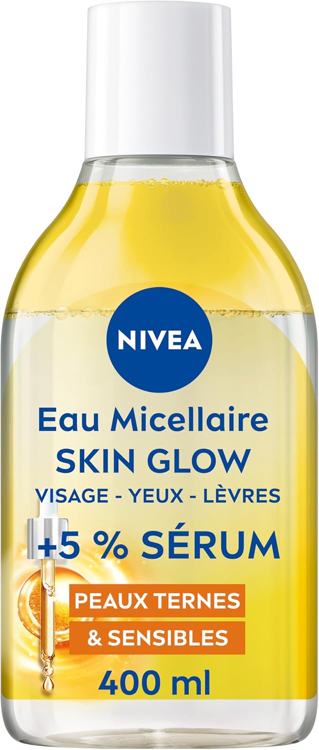 NIVEA - Eau Micellaire Visage Waterproof Skin Glow - Nettoie En Douceur, Démaquille & Illumine - 5% Sérum Aux Vitamines C & E - Complexe Amino Acid - Sans Parfum - Peaux Ternes & Sensibles - 400 ml - Image 1