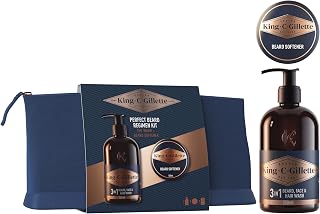 Gillette King C. Beard Kit For A Complete Routine, Hair Care Set For Men, Includes 3-in-1 Beard Cleanser, Face & Hair 350ml, Softening Balm, Travel Kit - Image 1