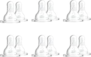 Dr. Brown's Silicone Teats for Level 2 & Level 3 Bottles Medium Fast Flow 6m+ 100% Silicone Pack of 6 - Image 1