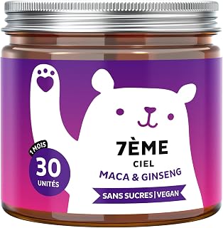 7eme Ciel - Gummies Maca - Énergie et Vitalité - Avec Ginseng, Tribulus Terrestris, Zinc et Biotine Sélénium - 30 unités (1 mois) - Végan, Sans Sucre Ajouté - Bears with Benefits - Image 1
