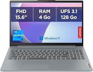 IdeaPad Slim 3 15IAN8 – Laptop 15.6 Inches FHD (Intel Celeron N100, 4GB RAM, UFS 3.1 128GB, Intel UHD Graphics, Windows 11 Home in Mode S) French AZERTY Keyboard – Grey - Image 1