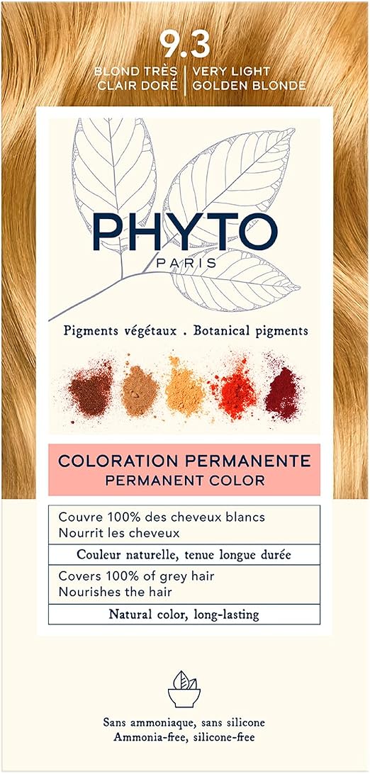 PHYTO Paris - Coloration Permanente - 9.3 - Blond Très Clair Doré - Pigments Végétaux - Couvre 100% des Cheveux Blancs - Sans Ammoniaque - Sans Silicone - Image 1