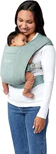 Ergobaby Embrace Baby Carrier for Newborns from Birth, 2-Position Physiological and Ergonomic Baby Carrier Extremely Soft, Jade BCEMAJADE - Image 1