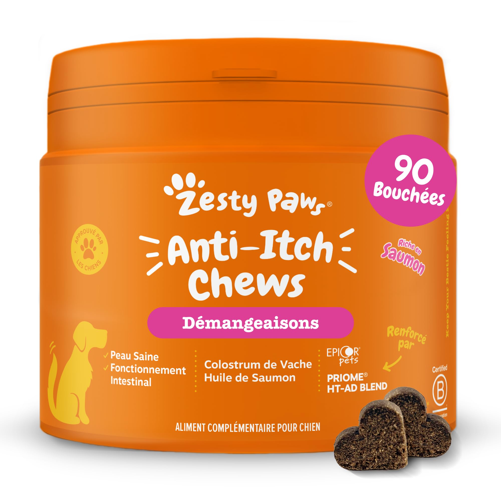 Zesty Paws Itch Relief Itch Relief - Anti-itch, Sensitive Skin - Treat Supplement - Rich in Salmon Oil & Omega 3 Fatty Acids | Supplement - 90 Units - Image 1