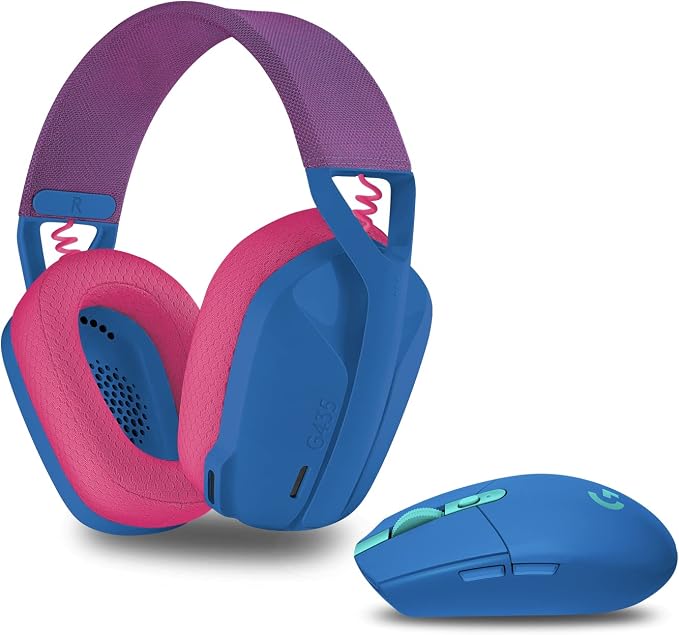 Logitech G Logitech G435 Lightspeed 305 Wireless Gaming Mouse and Bluetooth Wireless Gaming Headset, Blue - Image 1