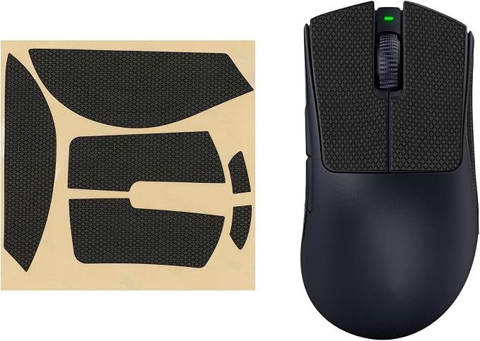 kwmobile Non Slip Pads Compatible with Razer DeathAdder V3 Pro Mouse Stickers - PU Leather Gaming Mouse Grip - Black - Image 1