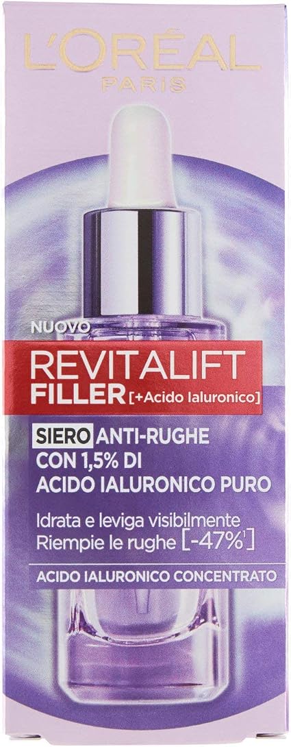 L'Oréal Paris Revitalift Filler Face Serum, Plumping Action and Anti-Wrinkle, Highly Concentrated with 1.5% Hyaluronic Acid, 30 ml - Image 1