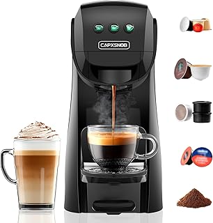 Warriors1 Cafetières Capsule 5en1 pour Dolce Gusto, Nespresso, Lavazza A Modo Mio, FAP Espresso Point et Café Moulu, 20bar, 0,8L, Température et Quantité Réglable, Machine à Café pour Maison et Bureau - Image 1