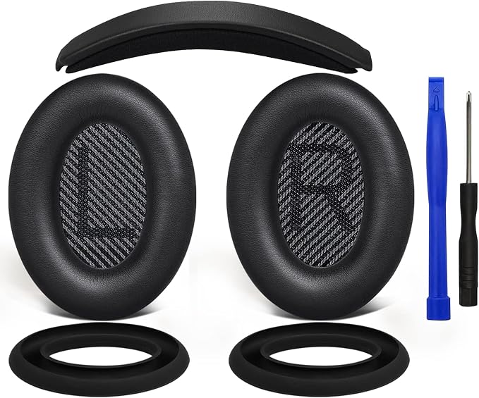 SOULWIT Foam Cushion Pads + Replacement Headband + Silicone Cushion Cover Protector Replacement Kit for Bose QuietComfort 35 QC35, QC35 ii Supra-Ear Headphones - Image 1