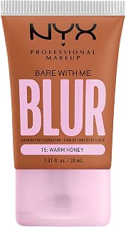 NYX Professional Makeup Fond de Teint Effet Flouté Bare With Me Blur, Couvrance Moyenne, Fini Mat Naturel, Niacinamide, Matcha & Glycérine, Hydratation Jusqu'A 12H, Teinte : Warm Honey (15) - Image 1