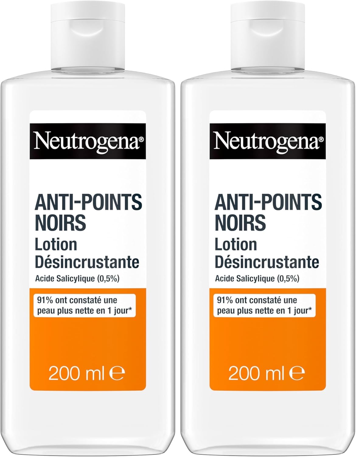 Neutrogena | Lotion Désincrustante Anti-Points Noirs (flacon de 200 ml) – Lotion pour le visage à l'acide salicylique (0,5%) – 91% ont constaté une peau plus nette en 1 jour* (Lot de 2) - Image 1