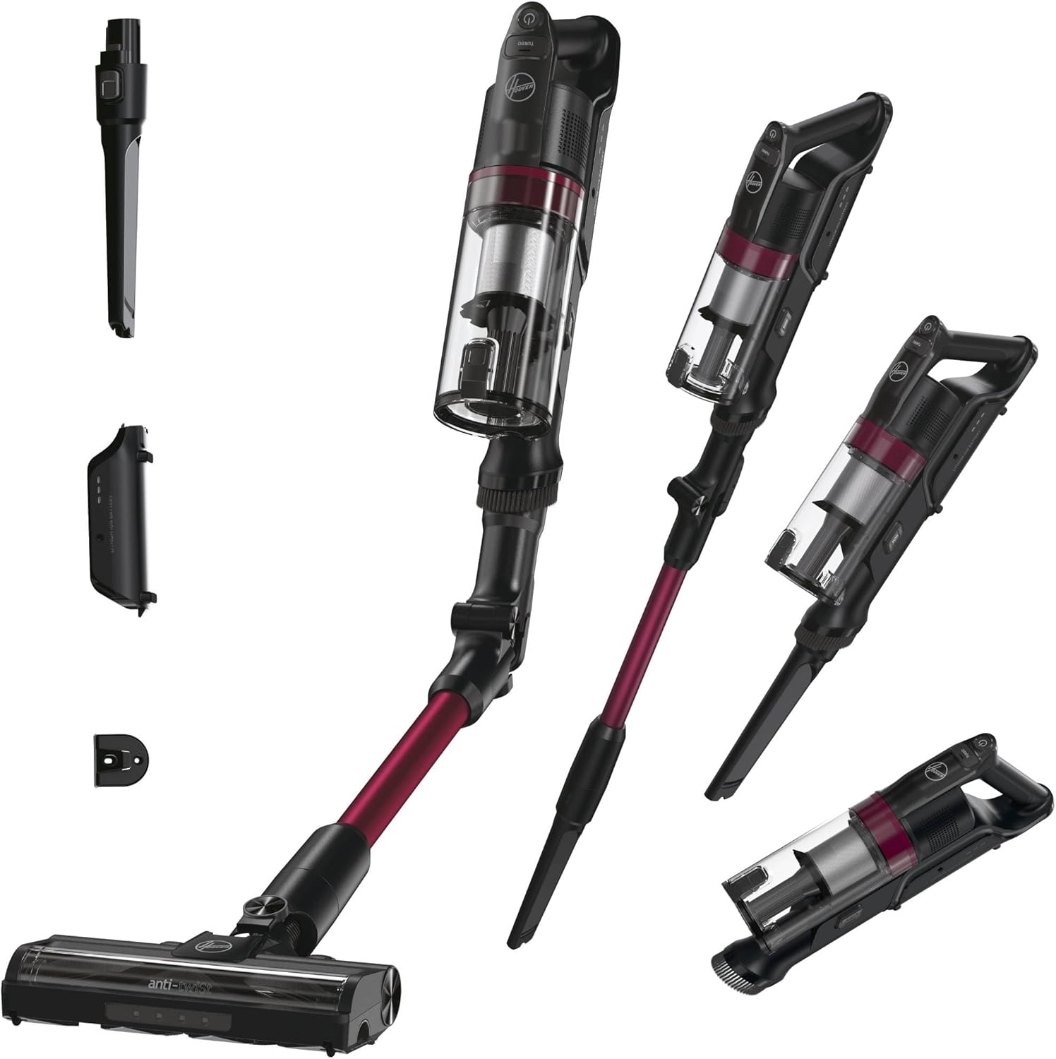 Hoover HF1 Plus Cordless Vacuum Cleaner Powerful Lightweight Flexible Tube, 165 W, Anti-Tangle Brush, Multi-Floor LED Lighting, Turbo Mode, 1 Click Empty, Removable Battery, Parking Position HF1P10HX - Image 1