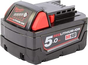 Milwaukee M18B5 Red Lithium Ion Battery 18 V 5.0 Ah Multi-Coloured - Image 1