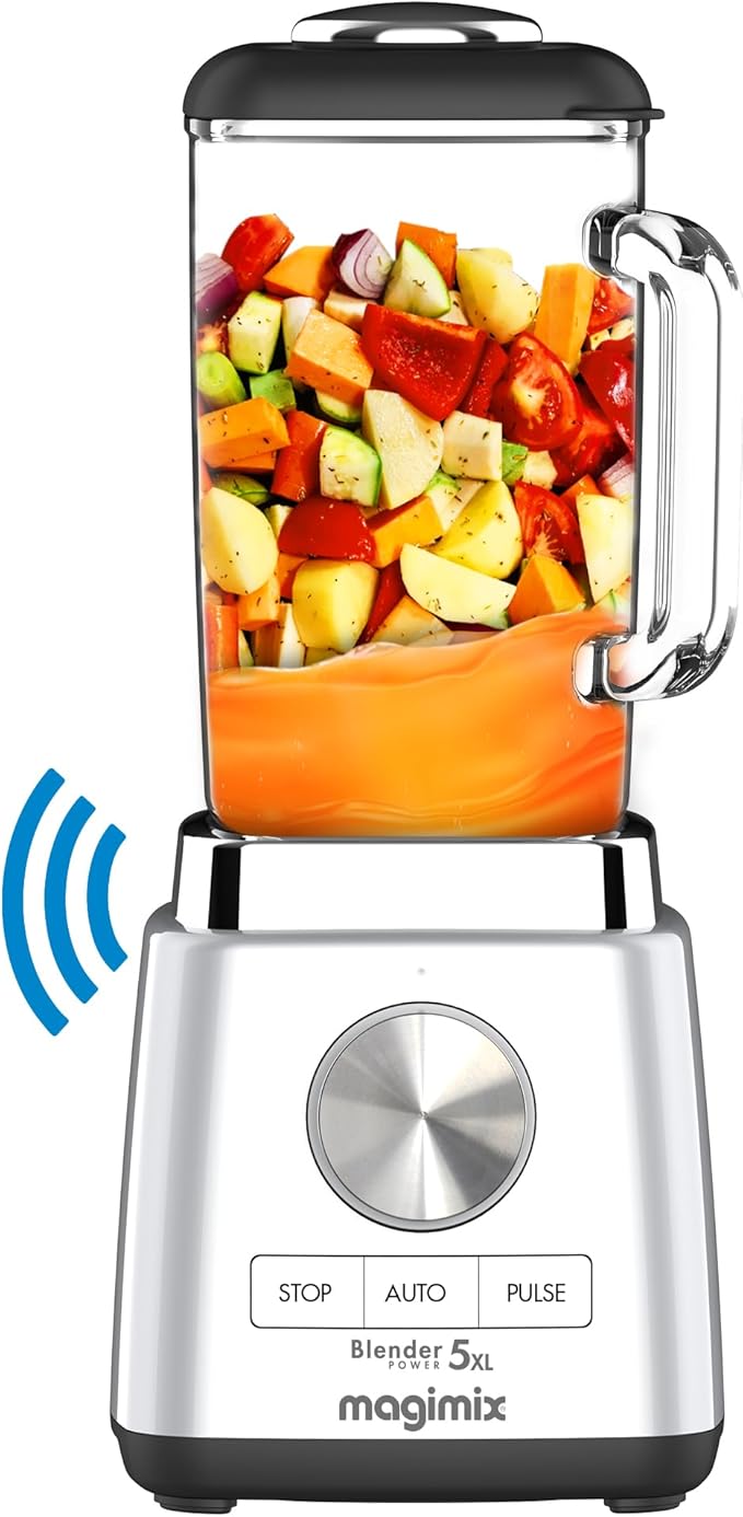 Magimix Blender Power Blender Professional 5XL Connect - Chopper, Smoothie Blender, Soup Mixer, Multi-Function Chopper - Glass Bowl - Chrome - Image 1