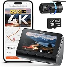 70mai Dash Cam Voiture 4K A800SE - Caméra Double (4K UHD Avant+1080P Arrière) avec GPS, Wi-FI, microSD 128GB Go, Ouverture F1.55, Vision Nocturne, ADAS, Écran IPS 3", Surveillance Stationnement 24/7 - Image 1