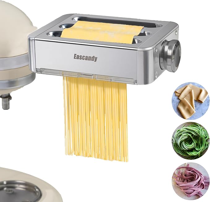 KitchenAid Pasta Maker Accessory Metal Pasta Maker Accessory 3 in 1 Accessory for KitchenAid Pastry Processor 8 Levels Adjustable Thickness - Image 1