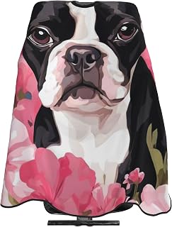 Cape De Coiffure Bulldog Fleur Rose Cape De Salon De Coiffure Anti-Taches Lavable Coupe Cheveux, Pour Adultes, Le Dyeing, Femme, 140x168cm - Image 1