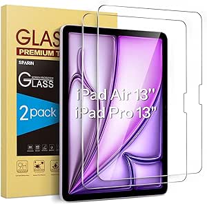 SPARIN Pack of 2 Tempered Glass Screen Protectors for iPad Air 13 Inch M3 2025 / M2 2024 / iPad Pro 13 M5 2025 / M4 2024, HD Clear Transparent 9H Hardness Glass - Image 1